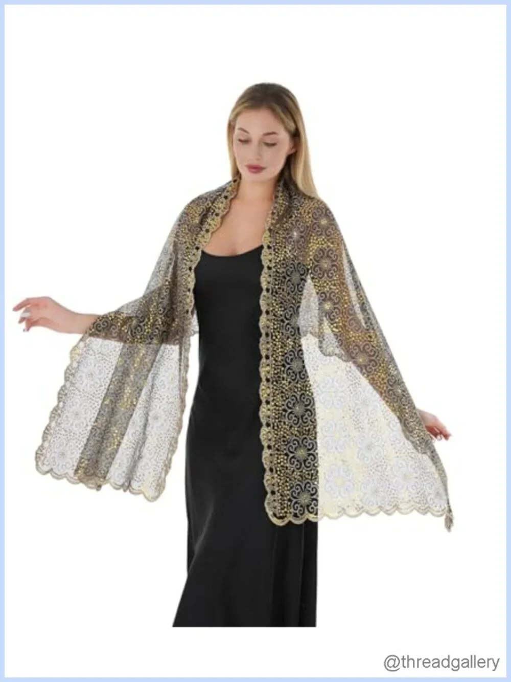 Sequin Chiffon Evening Shawl Wrap with Fringe, Formal Wedding Cover